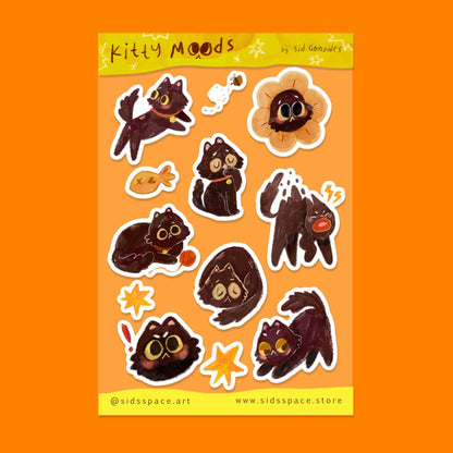 Kitty Moods Waterproof Journaling Sticker Sheets