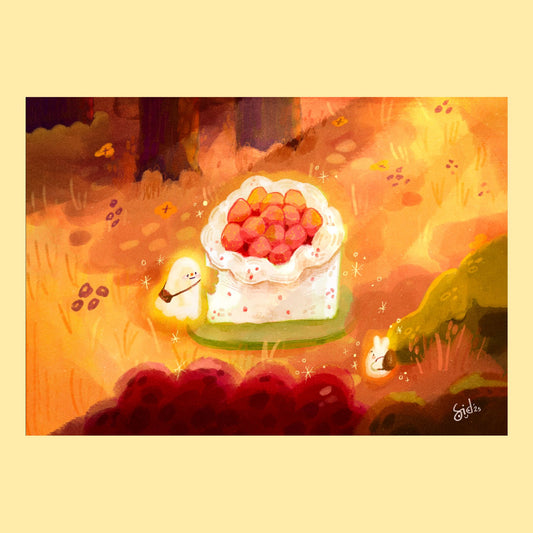 Strawberry Cake Forest Art Print