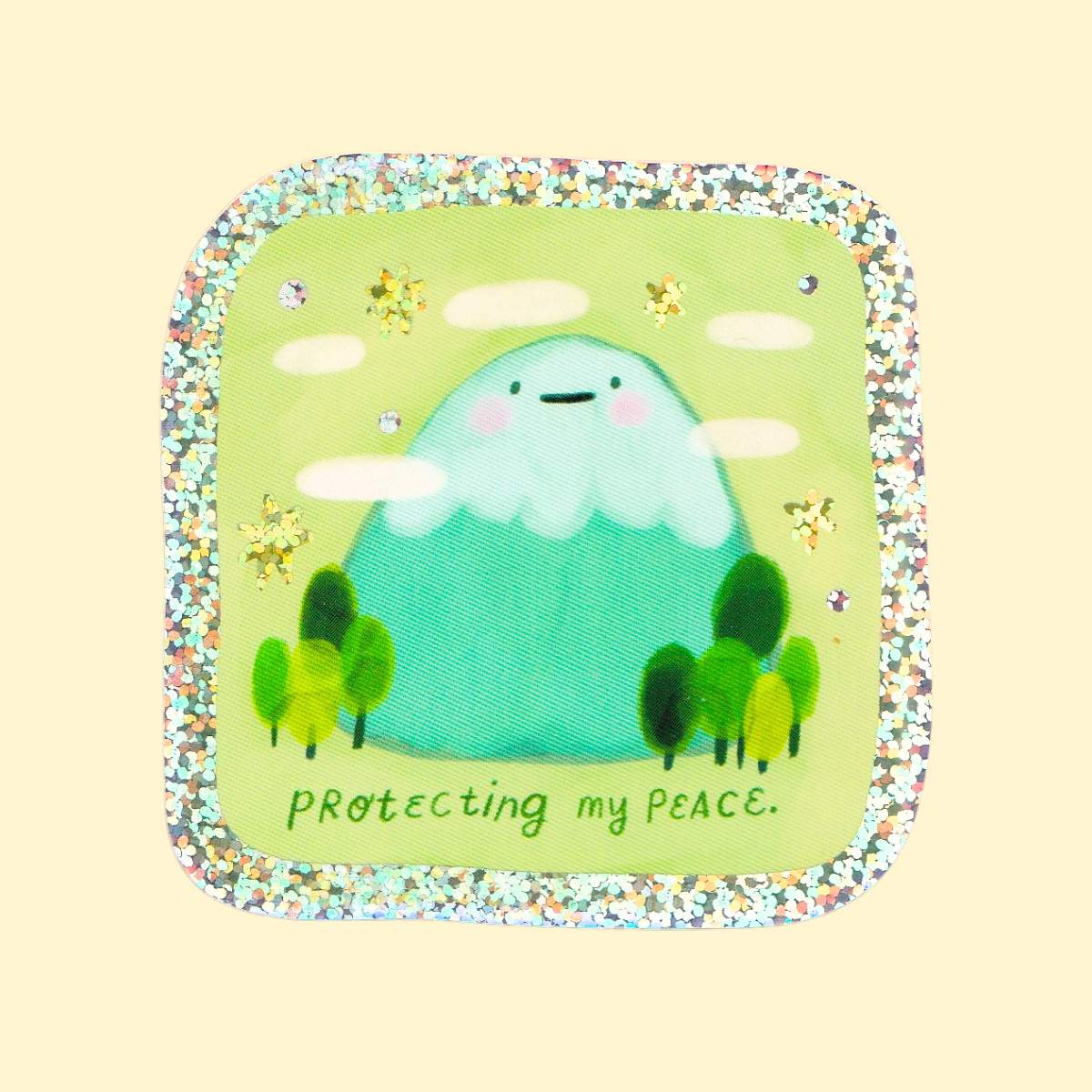 Protecting my peace Mountain Sparkly Sticker