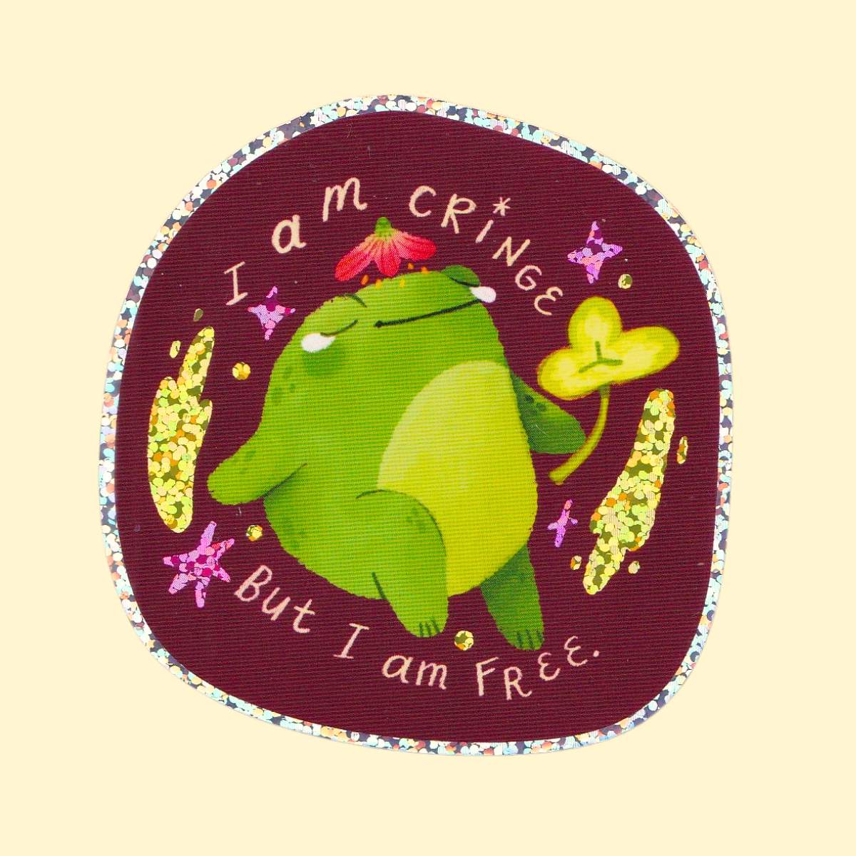 Cringe But Free Sparkly Sticker