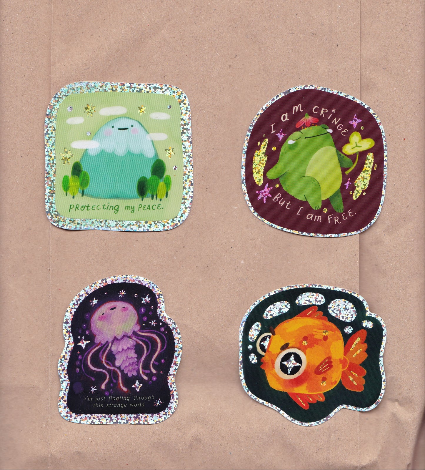 I'm just floating through this strange world Sparkly Sticker