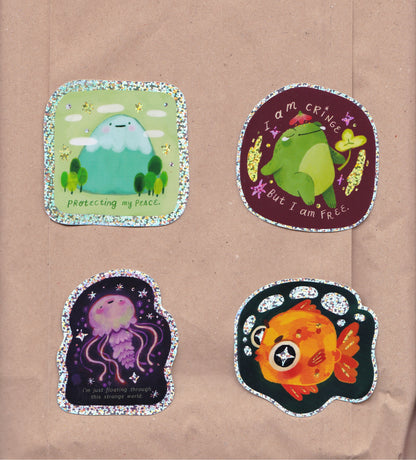 I'm just floating through this strange world Sparkly Sticker